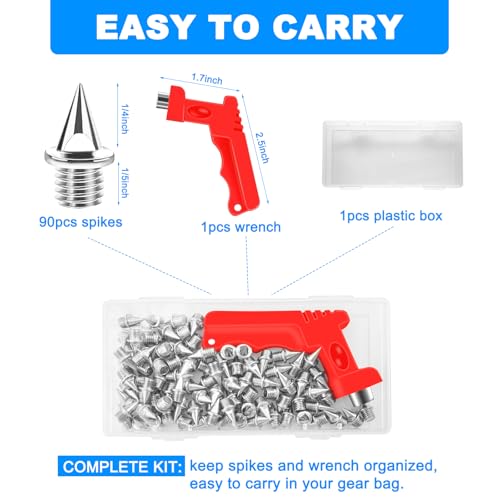 90pcs 1/4-Inch Pyramid Track Spikes with Wrench for Running Shoes