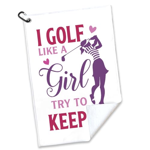 Rofiowa Keep Up Golf Towel for Women - White, 23.6 x 15.7 inches, Golf Accessories Gift for Women, Mom, Aunt
