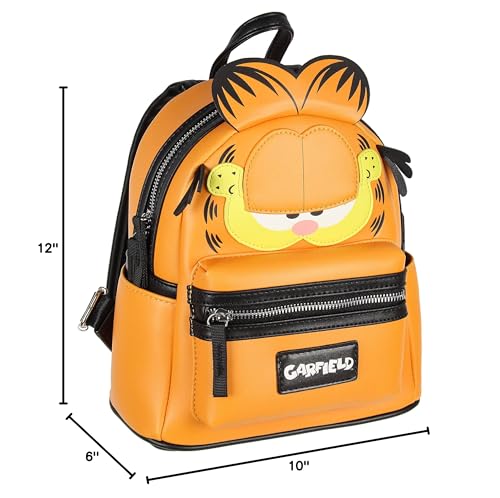 INTIMO Nickelodeon Classic Comic Character Face Garfield Zippered Mini Backpack Bag 10"