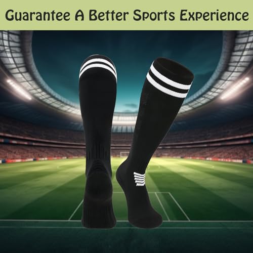 Kids Soccer Knee High Tube Socks - 6 Pairs, 9-12 Years, Multicolour