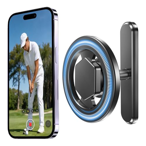 Magnetic Golf Cart Phone Holder, 360° Rotating Mount - Black