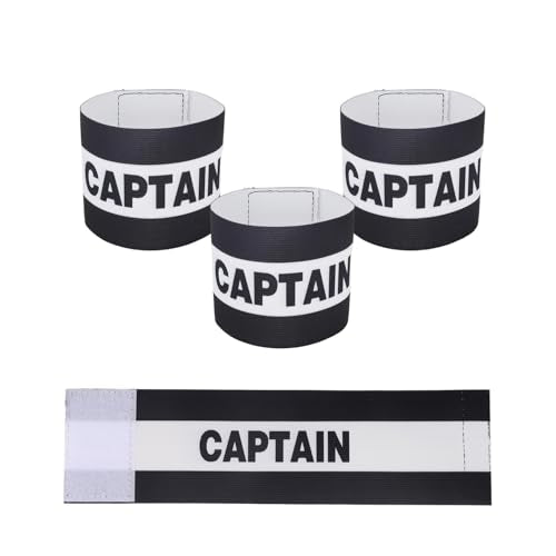 Adjustable Soccer Captain Armband - Breathable Nylon - Black, 3 Pack