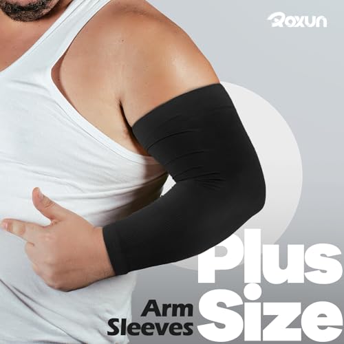 Plus Size UV Protection Arm Sleeves - 1 Pair, Black