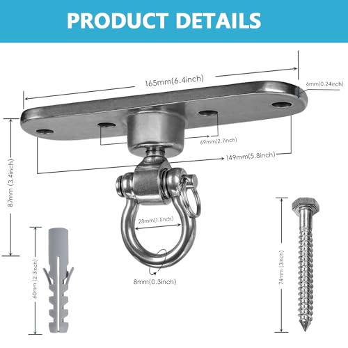 Dakzhou Size3 Heavy Duty Stainless Steel Swing Hangers 180°+360° Capacity 1500 lb