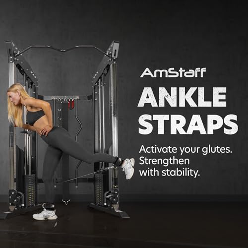 Ankle Straps for Cable Machines - Padded Gym Cuffs - Black