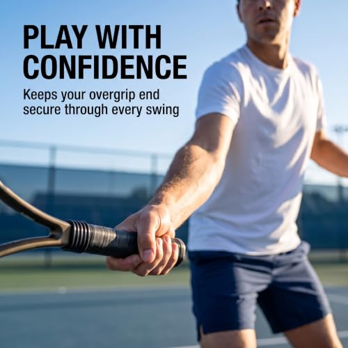 Tennis Racket Overgrips - Set of 5 Black Rubber Bands