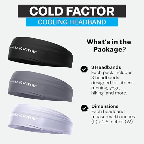 Cold Factor Instant Cooling Headband - Neutral Pack, UV Protection, Moisture-Wicking