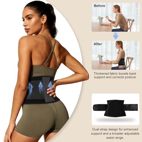 LKV Waist Trainer for Women Medium Black Belly Fat Sweat Band for Stomach