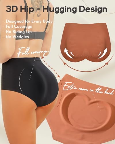 ROSYCORAL High Waisted Seamless Women's Briefs 6Pack XS-3XL in Large Coffee