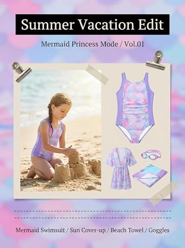 Kids One-Piece Swimsuit with Adjustable Straps - Light Purple, 7-8 Years