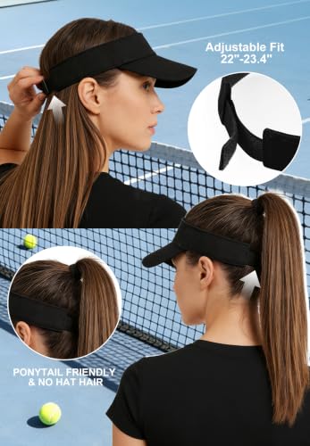 3.2" Structured Brim Visor Hat for Women - UPF 50+ - One Size / C Black