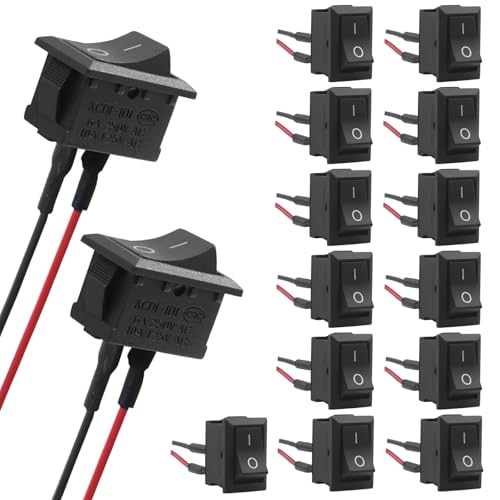 15 Pack Mini Rocker Switch - ON/OFF 2 Pin SPST Toggle Switch