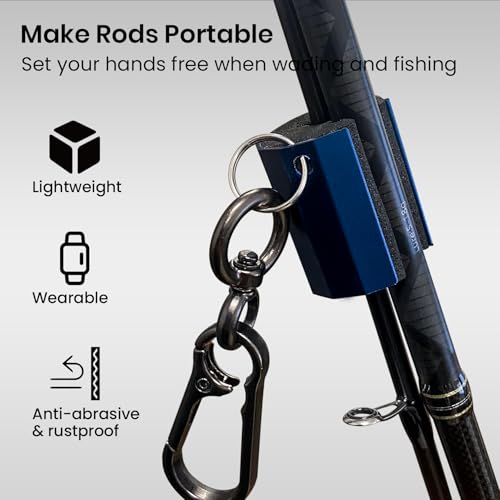 Pristis Fishing Rod Clips Set – Wearable Rod Holders with Keychain, Fits Most Spinning & Ice Fishing Rods