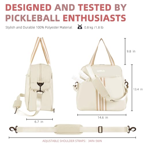 Beige Pickleball Bag with Shoe Compartment & Versatile Carrying Options - 30L