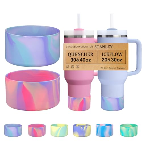 Silicone Boot Sleeve for Stanley Quencher 30-40oz & IceFlow 20-30oz - Rose Purple/Purple Green Mix