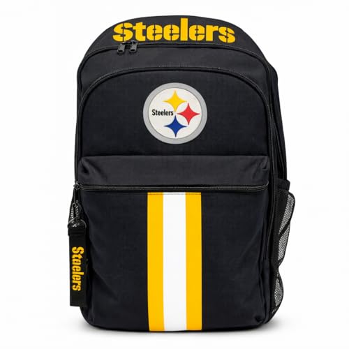 Pittsburgh Steelers Backpack - Triple Stripe Design with Keychain