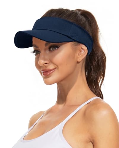 Structured Brim Visor Hat for Women - UPF 50+, One Size / Navy Blue