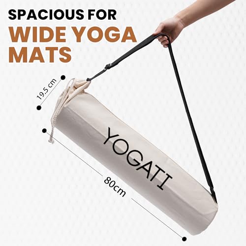 Durable Cotton Yoga Mat Bag with Adjustable Strap - Beige