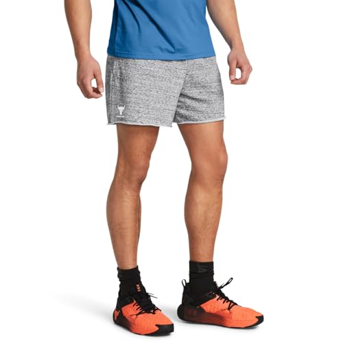 Under Armour Project Rock Terry Shorts for Men X-Small Gray Heather White