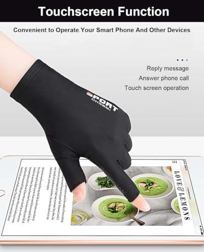 Fingerless UV Protection Gloves - Large Black for Fishing & Paddling