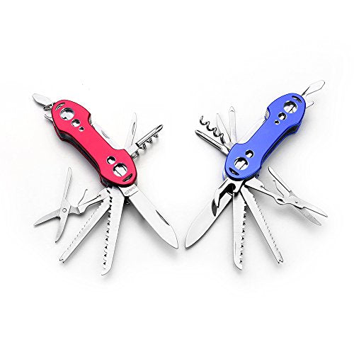 2 Pack Swiss Army Multi-Tool Pocket Knives with 13 Functions, Stainless Steel