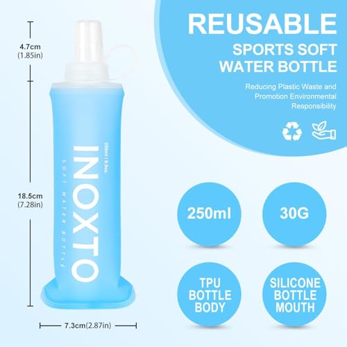 INOXTO Running Hydration Vest Gray-Blue, Lightweight 250ml Flask, Men & Women Hiking Pack