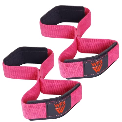 Padded Figure 8 Weight Lifting Straps - Pink Wrist Support