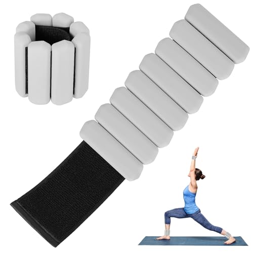 Teikugv Grey Adjustable Wrist & Ankle Weights Set for Women & Men, 2lb