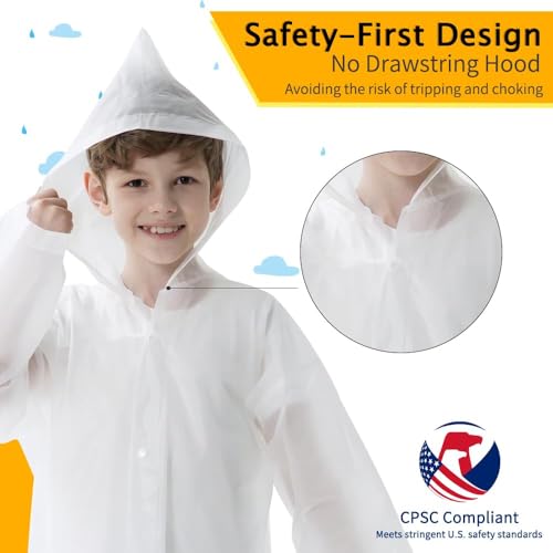 Opret Rain Ponchos with Hood and Sleeves 2 Pack for Kids