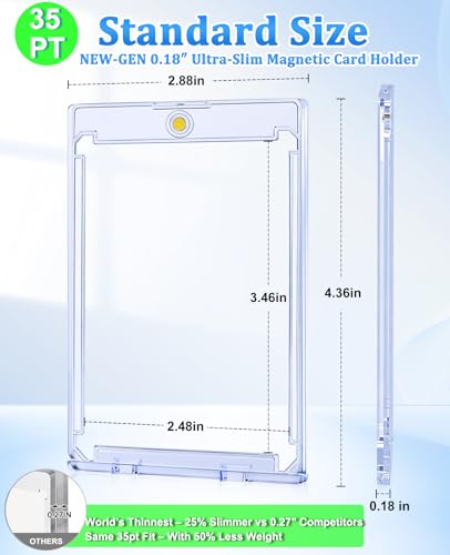 120 Pack Slim Magnetic Card Holders - 35pt One Touch Acrylic Display Cases