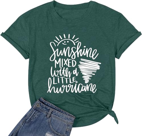 Calvin&Sally Women XL Green Sunshine Graphic T-Shirt - Casual Funny Saying Letter Print