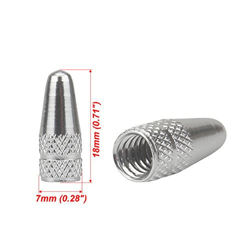 Aluminum Presta Bicycle Tire Valve Caps - 6pcs Set, Silver