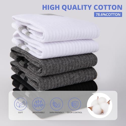 Mens Crew Socks - 6 Pairs Lightweight Cotton Casual Thin - Grey (Small-Medium)