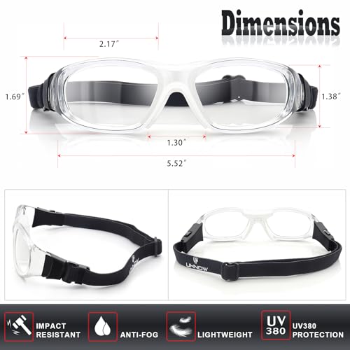 Anti Fog Sports Goggles - UV Protection for Basketball, Racquetball, Pickleball - Transparent