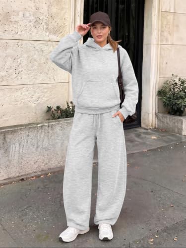 Women's Lounge Sweat Set Medium Grey - 2 Piece Fall Outfits, Trendy Queen