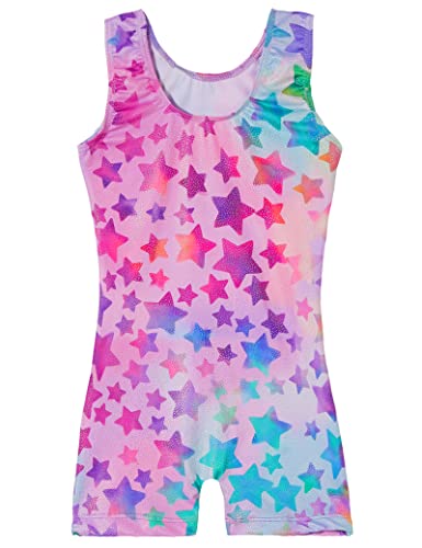 Girls' Gymnastics Leotard One Piece Biketard - Rainbow Star 4-5T