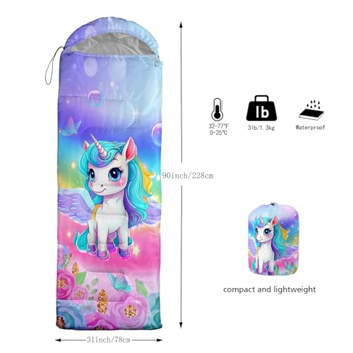 XYNHML All Seasons Waterproof Camping Sleeping Bag for Adults & Kids - Unicorn1 Variation