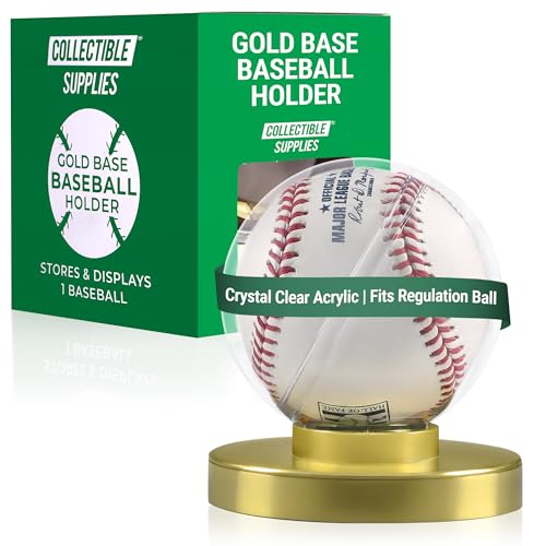 Autographed Baseball Display Case with UV Protection – Clear Acrylic, Gold Base, Stackable