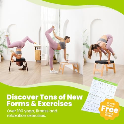 Yoga Headstand Bench - Inversion Chair for Balance Training, Chocolate Black