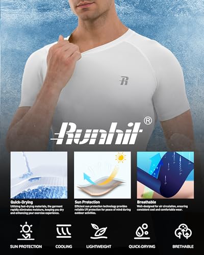 Runhit Short Sleeve Compression Shirts for Men, Quick Dry Cool Men's