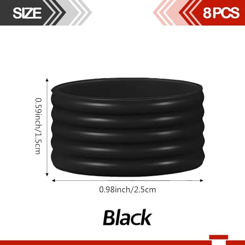 8 Pcs Black Silicone Racket Grip Bands - Tennis & Pickleball