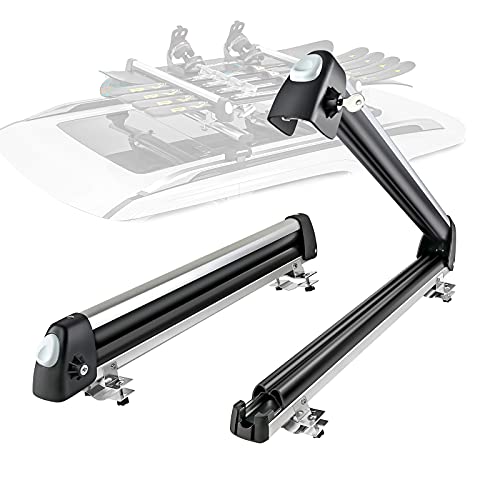Aluminum Ski Roof Rack - Holds 6 Pairs Skis or 4 Snowboards - Large