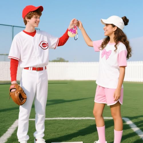 Baseball Softball Dugout Organizer Bag with Ice Cream Drip Design - Pink Drip Set, 2 Pcs