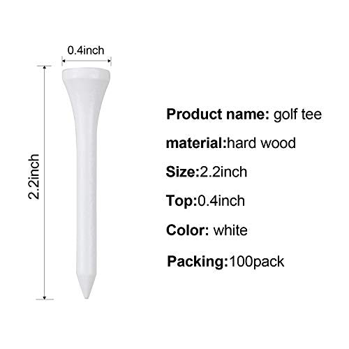Wood Golf Tees 100pcs - 2 1/8" Deluxe White Tees