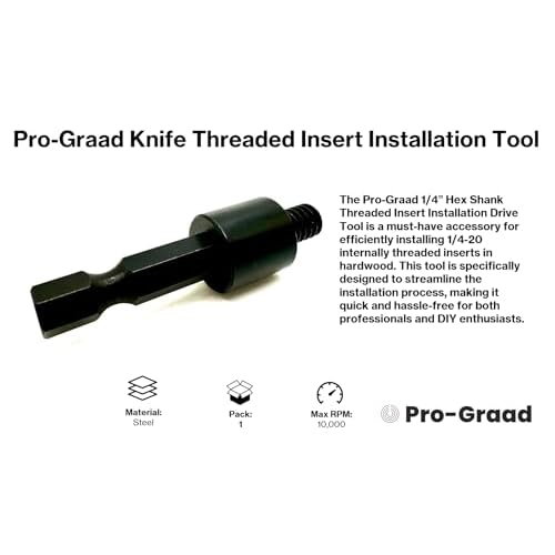 R042 1/4-20 Threaded Insert Driver, Knife Threaded Insert Installation Drive Tool, Compatible for use with 1/4-20 Internal Threaded Brass, Stainless & Steel Knife Thread Inserts for Hardwood