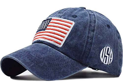Men's American Flag Baseball Cap - Adjustable One Size Navy