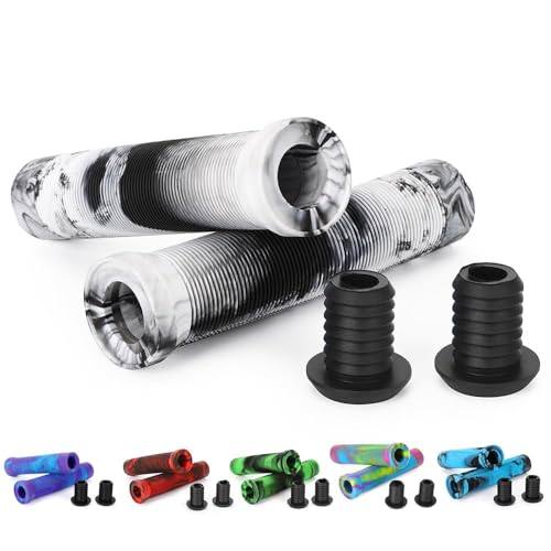 Handlebar Grips - Mixed Color 145mm Soft Grips for Scooter & BMX - Black/White