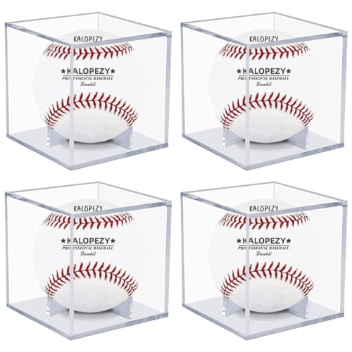 Baseball Display Case 4-Pack | Clear Acrylic Cube Holder