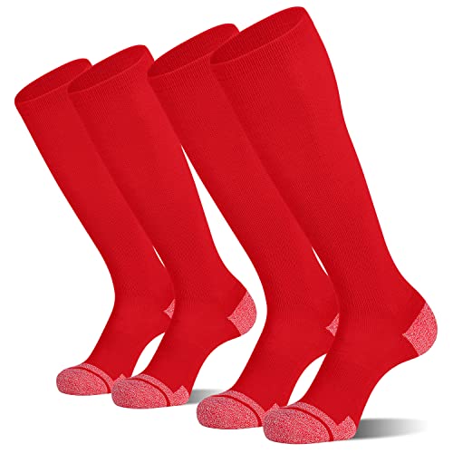 CS CELERSPORT Youth and Adult Baseball Socks 2 Pack, Over Calf Tube, Medium Red