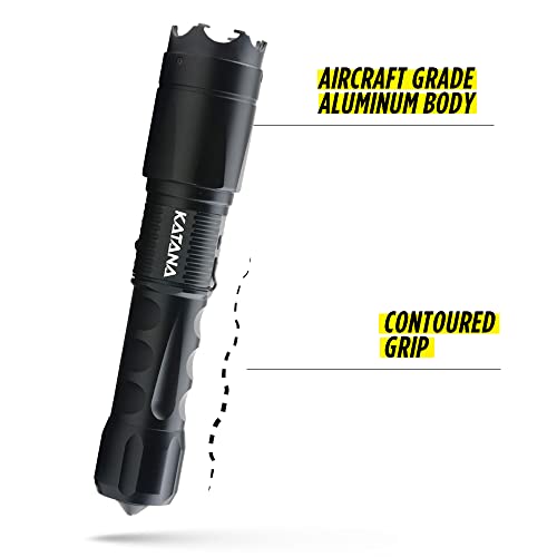 Guard Dog Security K-tana Stun Gun with Flashlight, Heavy Duty Aluminum Stun Gun for Self Defense, Ultra Bright LED Flashlight, Rechargeable